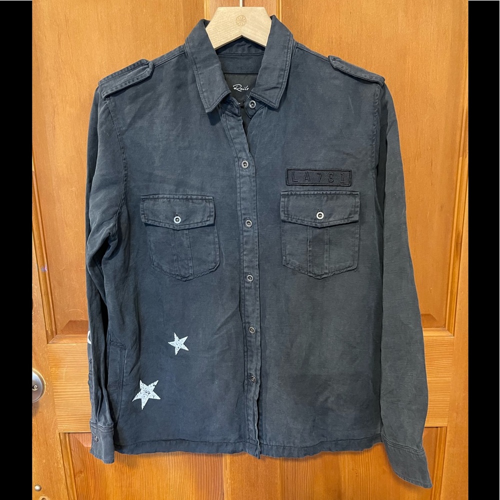 Rails Kato Military Embellished Shirt Jacket Dark Gray - Picture 2 of 9